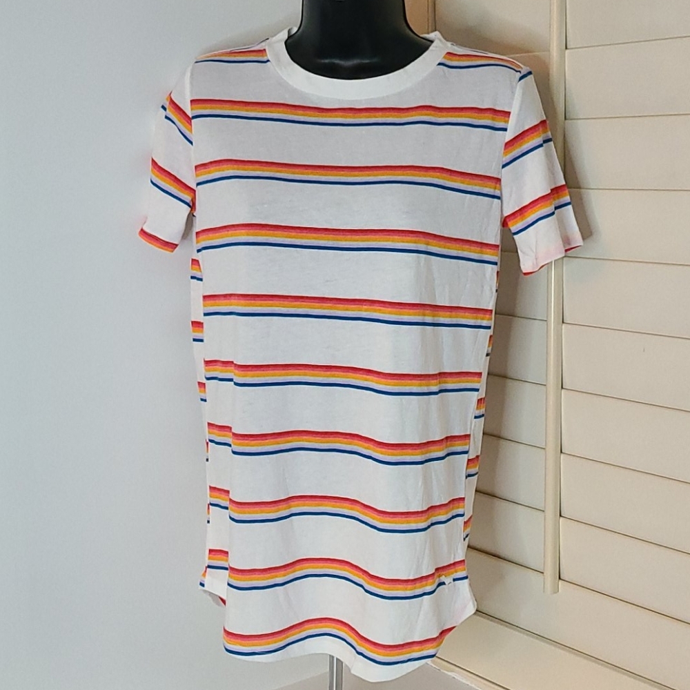 VS Pink Everyday Short Sleeve Tee Shirt Rainbow XS